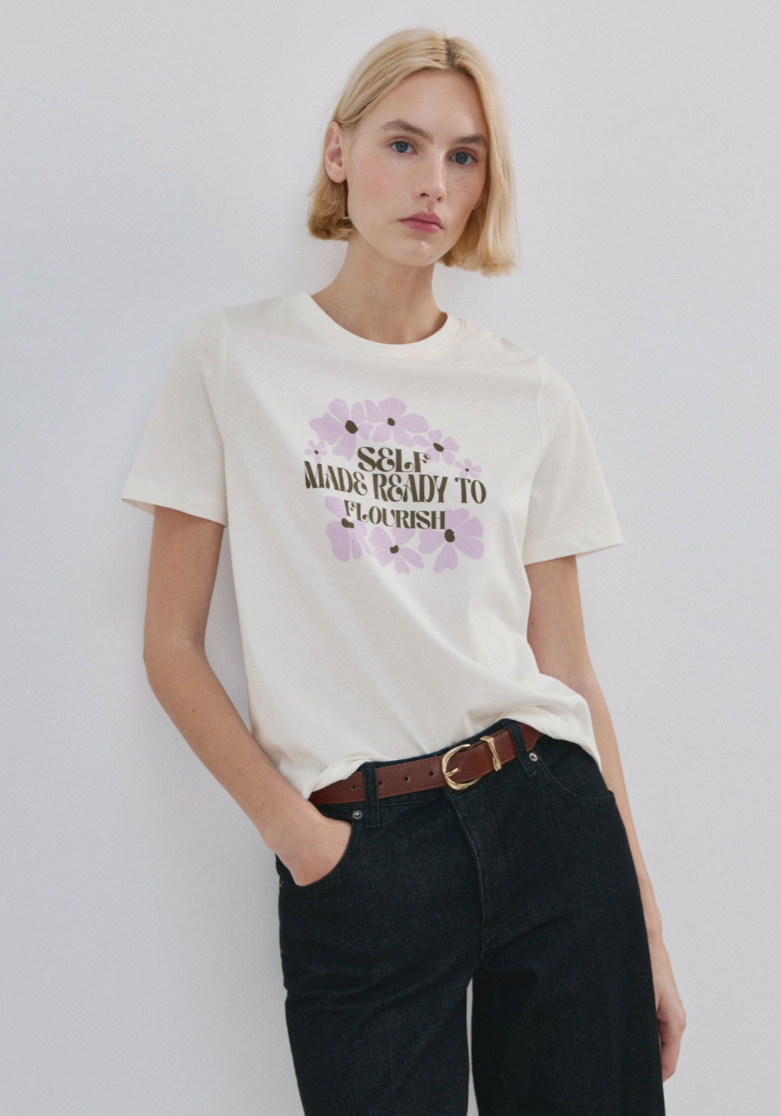 Printed Cotton Blend T-Shirt - Purple