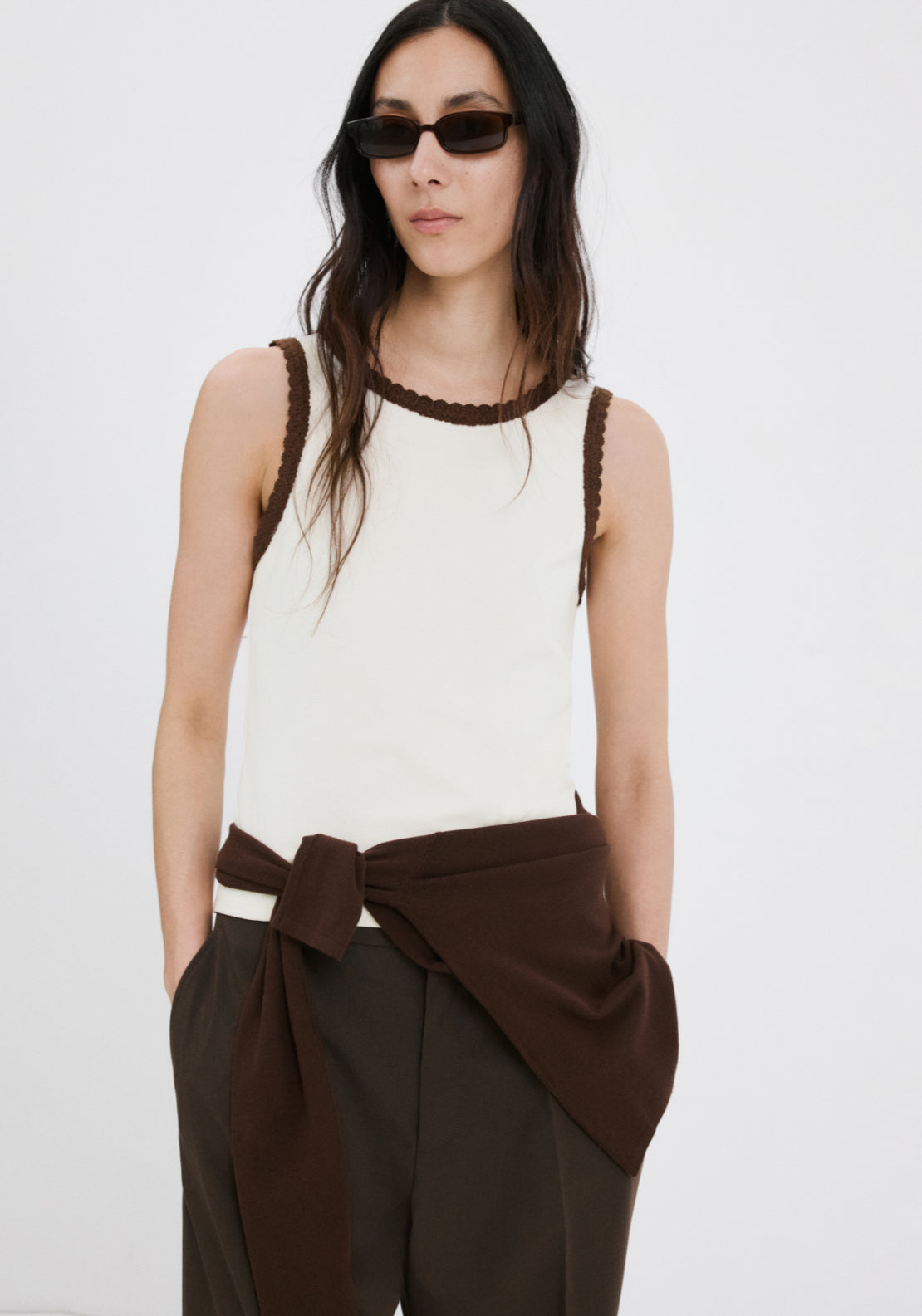 Scalloped Edge Top - Cream