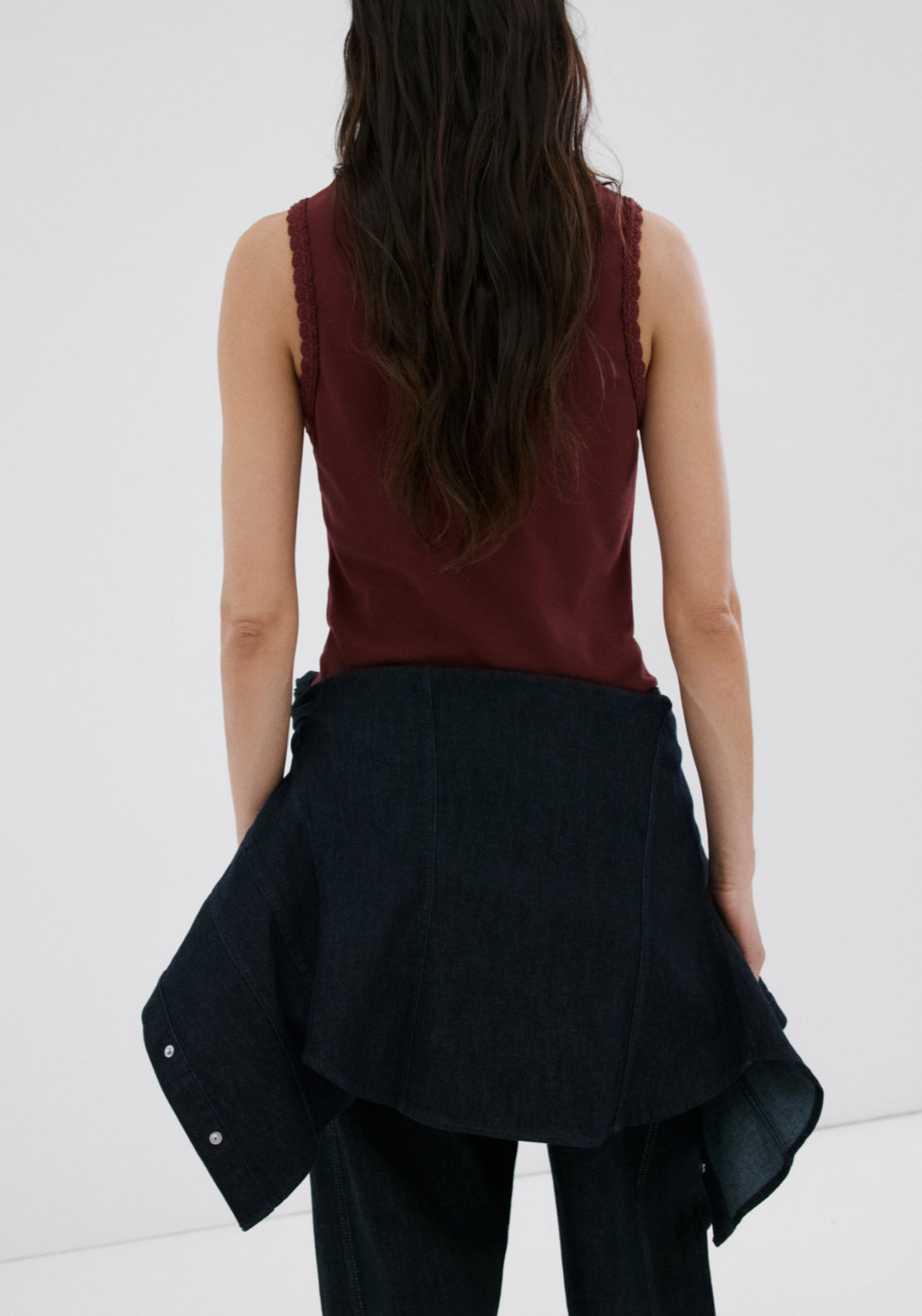 Scalloped Edge Top - Brown