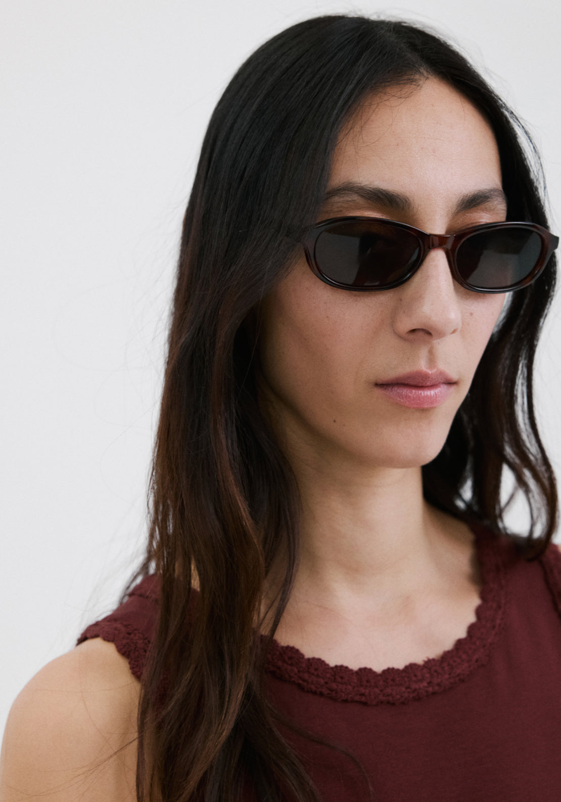 Scalloped Edge Top - Brown