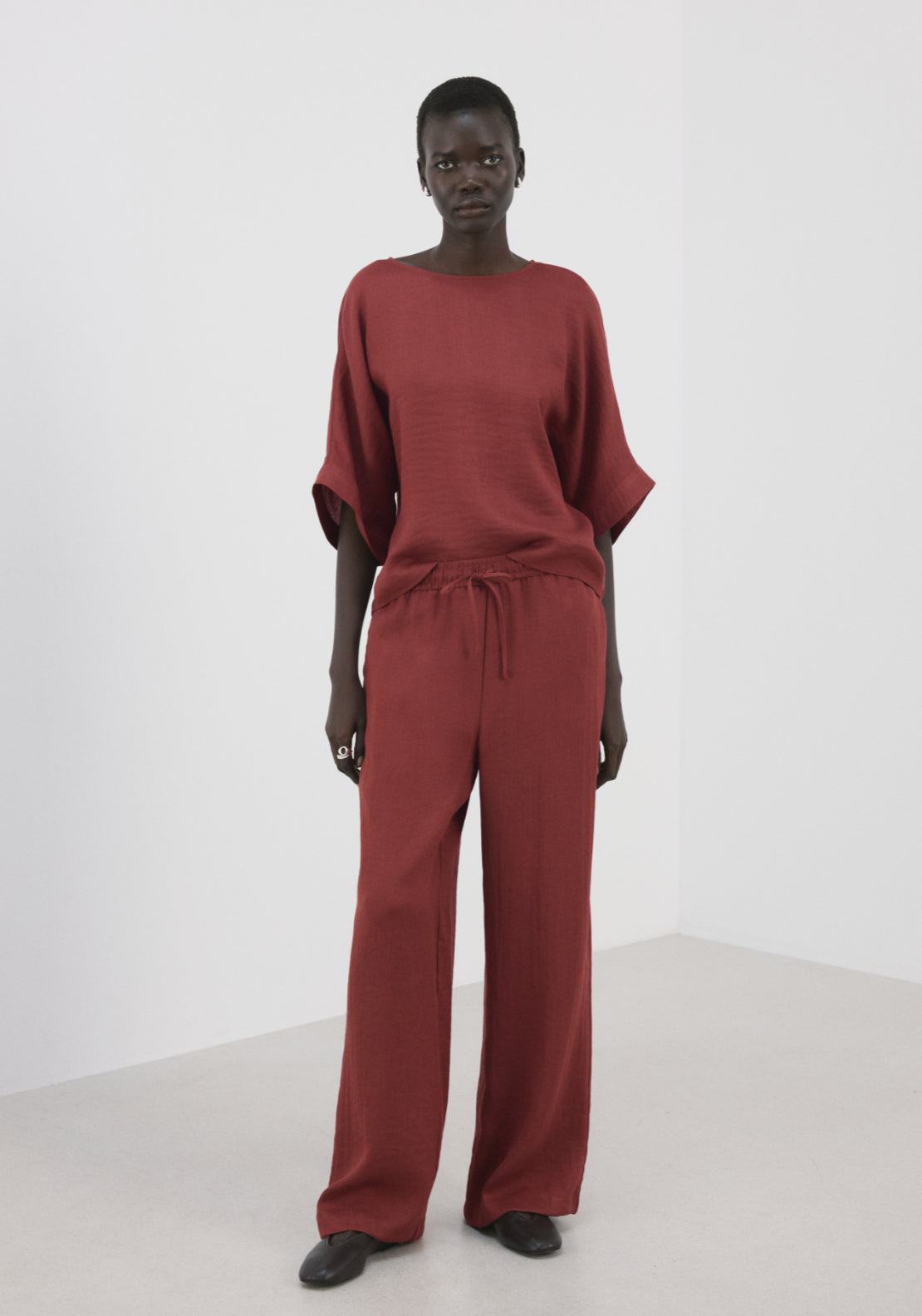 High Waist Palazzo Trousers - Red