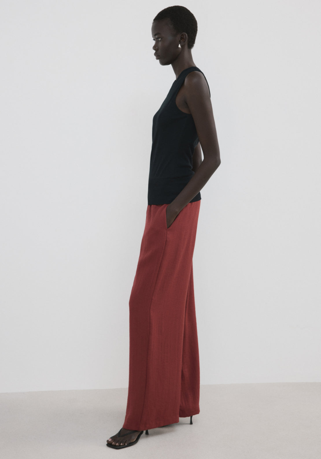High Waist Palazzo Trousers - Red