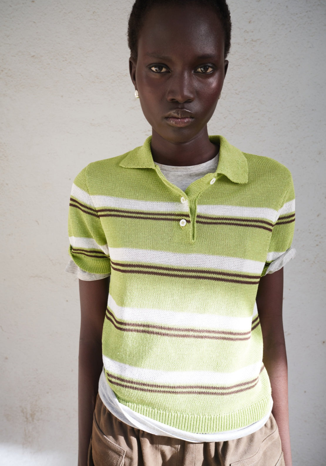 Knitted Polo Neck Sweater - Green