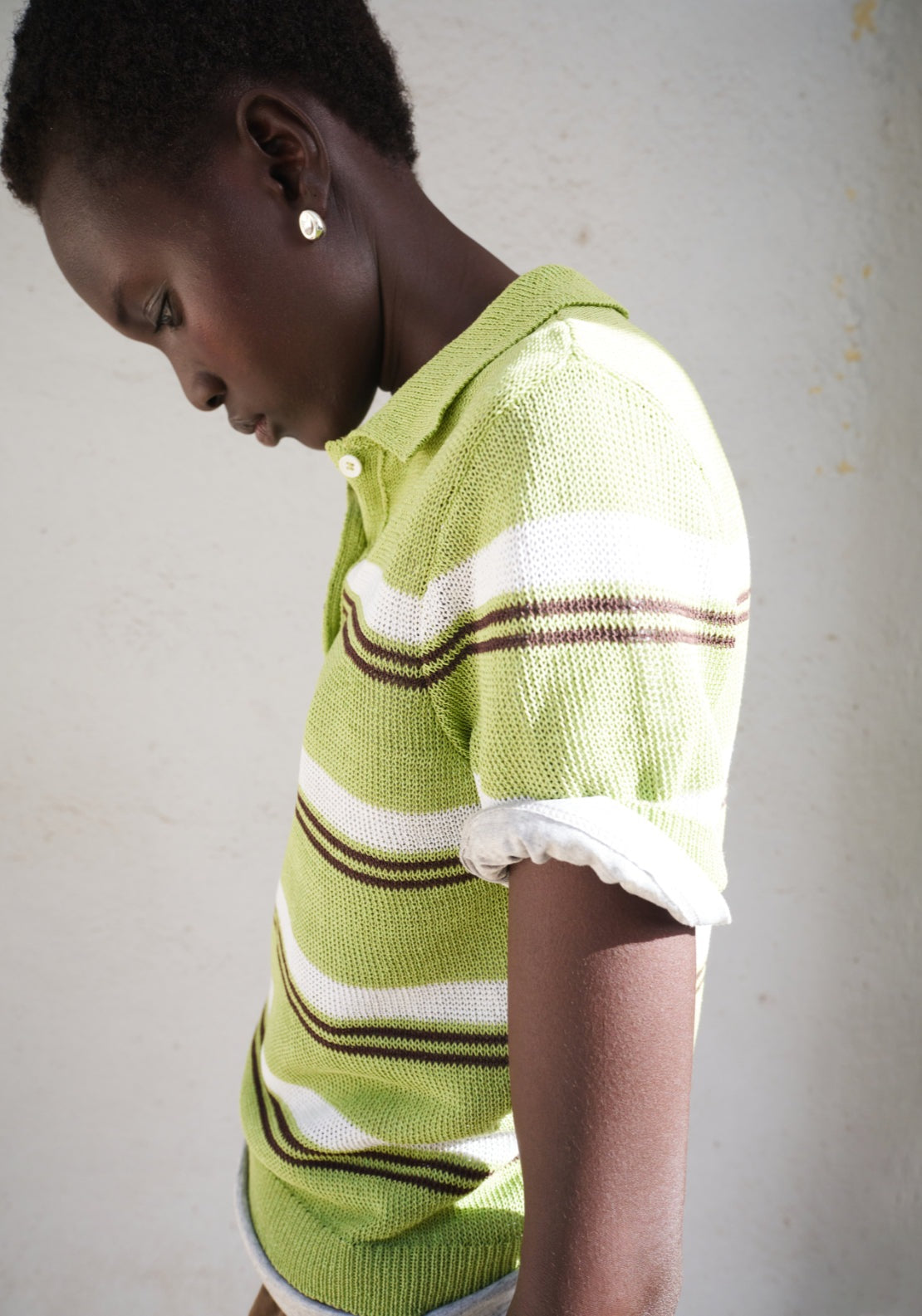 Knitted Polo Neck Sweater - Green