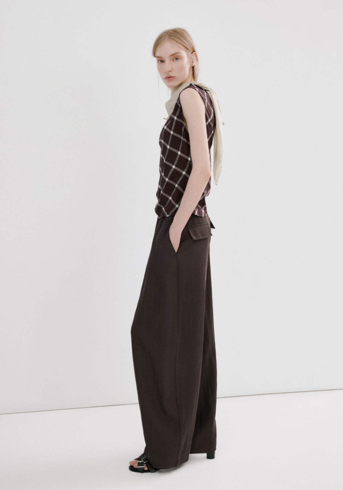Mid Rise Lyocell Trousers - Purple