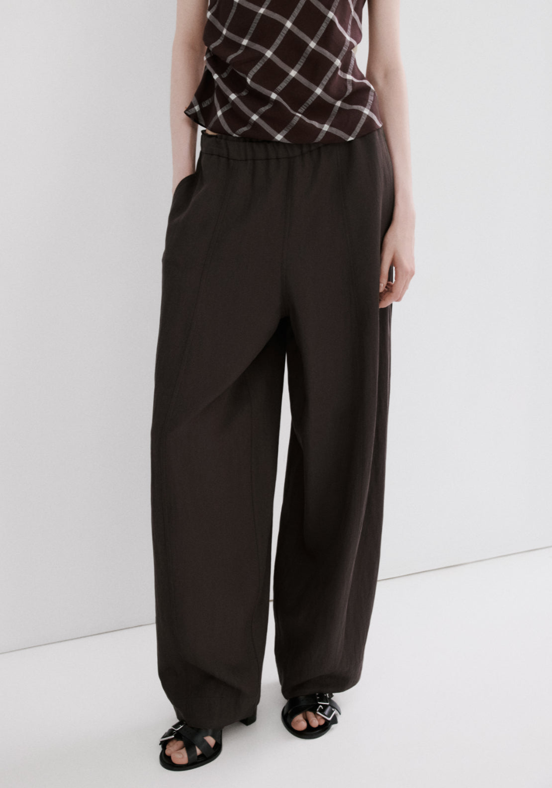 Mid Rise Lyocell Trousers - Purple