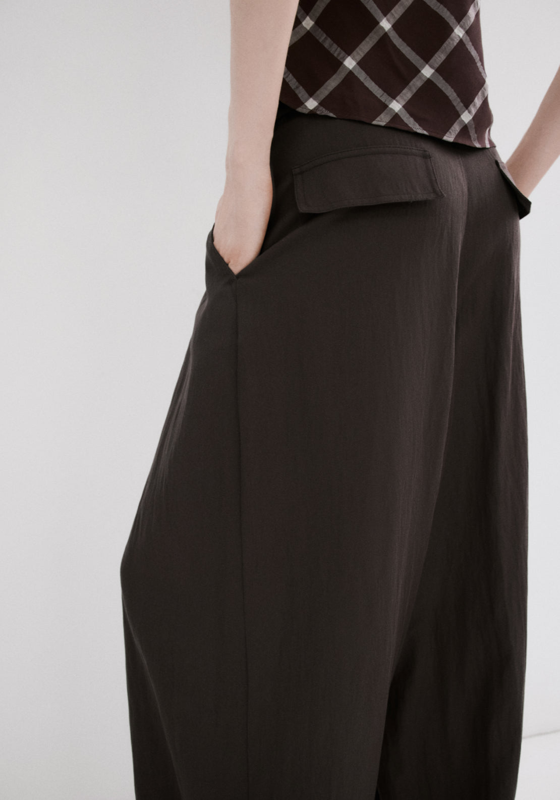 Mid Rise Lyocell Trousers - Purple
