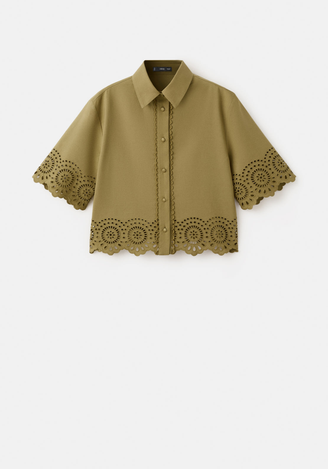 Embroidered Openwork Shirt - Green