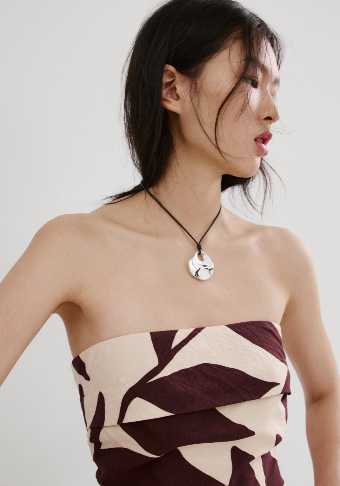 Printed Strapless Jumpsuit - Cream