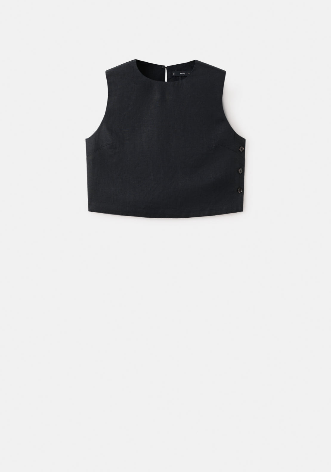 100% Linen Crop Top - Black