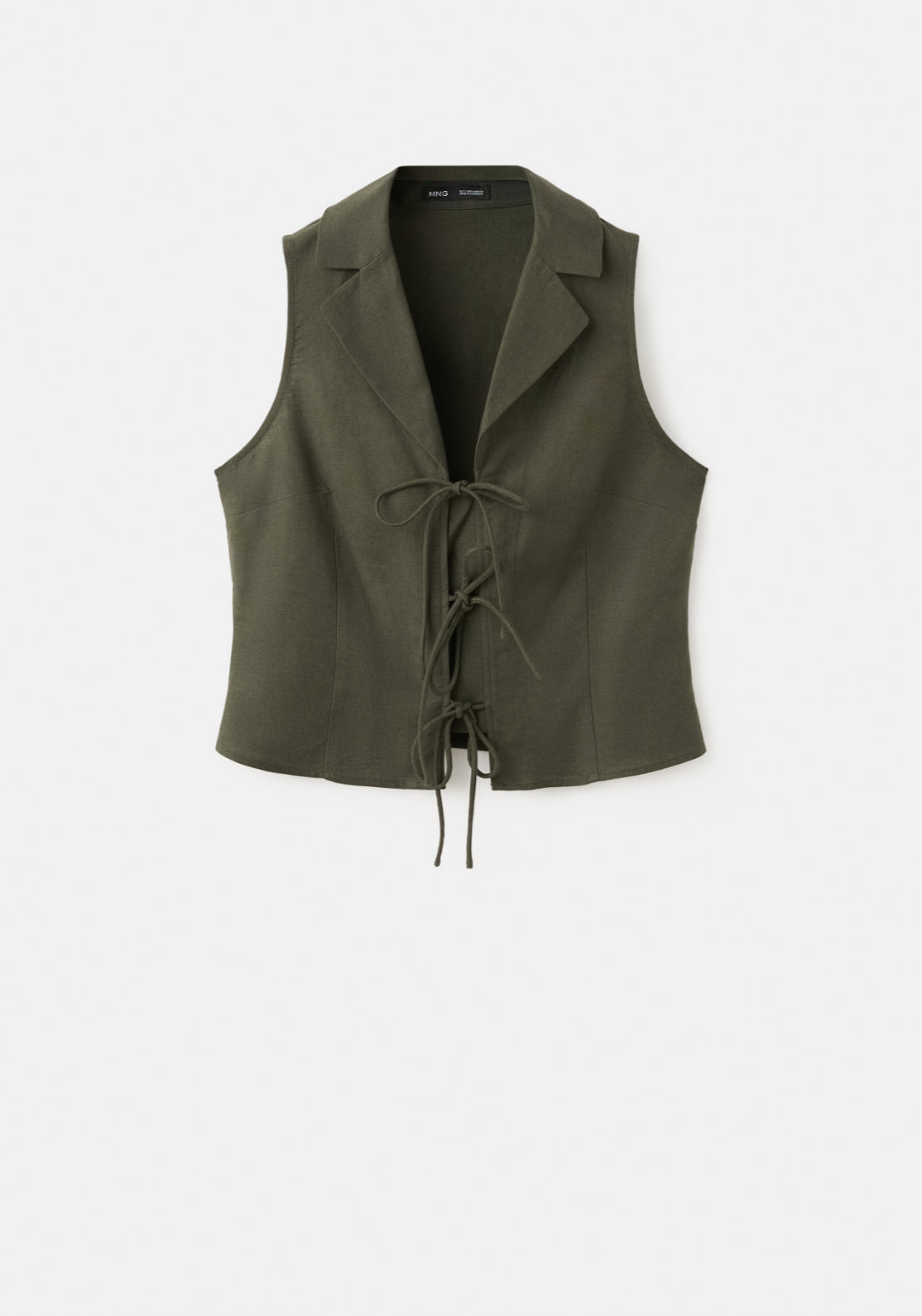 Top With Lapels And Ties - Green