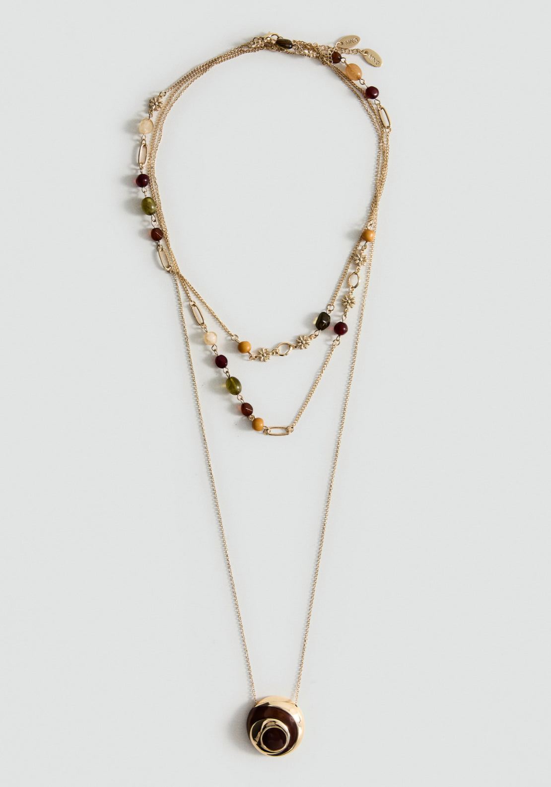 Combined Bead Necklace Set - Gold