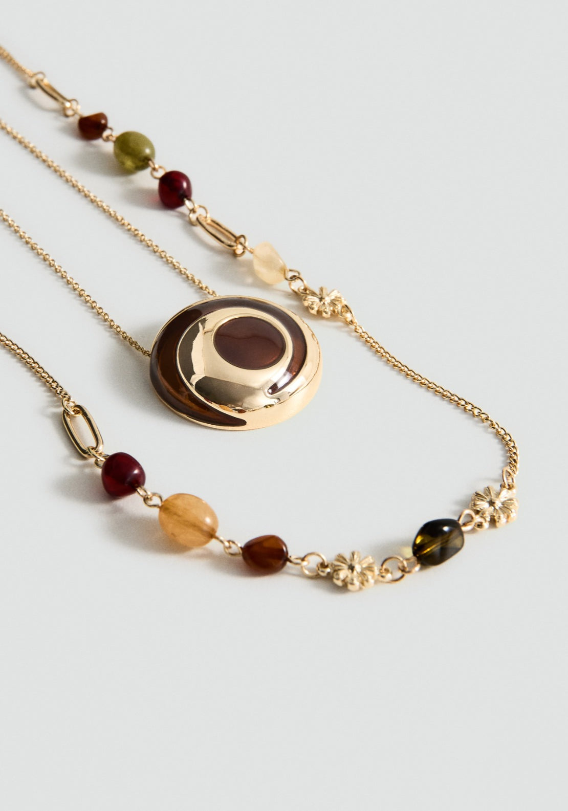 Combined Bead Necklace Set - Gold