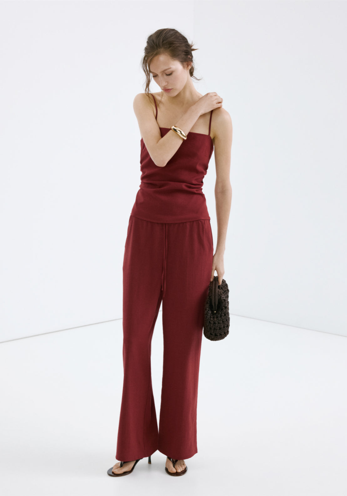 Bow Straight Trousers - Red