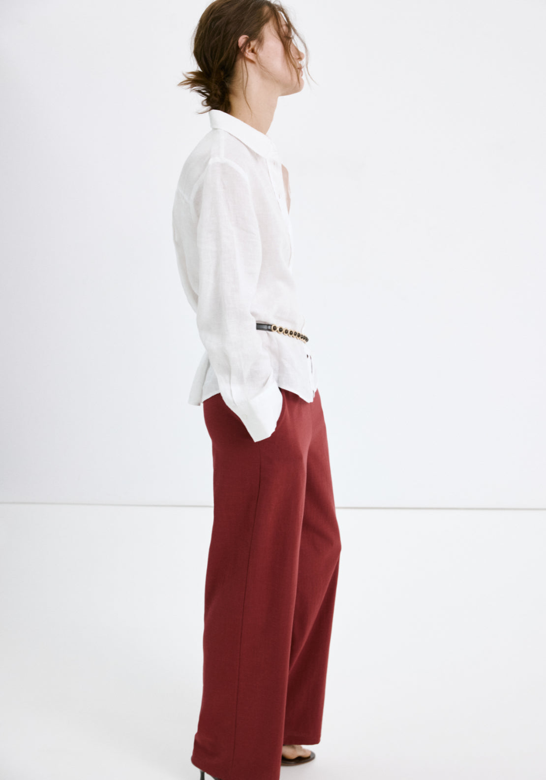 Bow Straight Trousers - Red