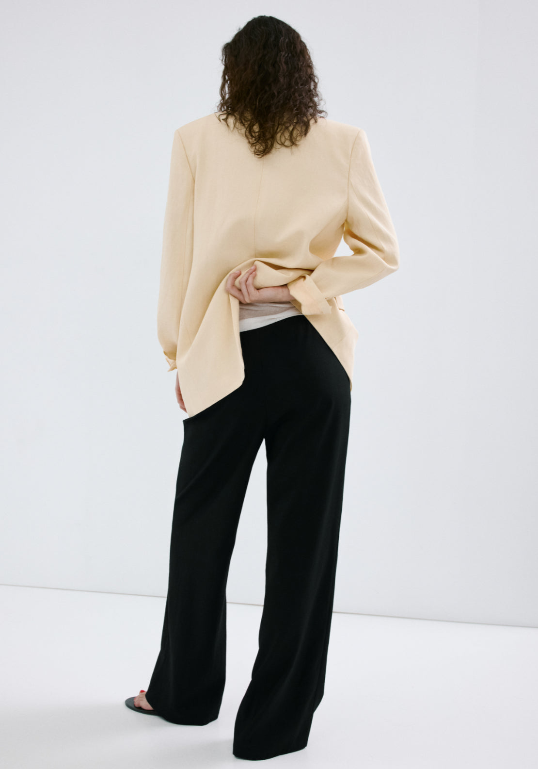 Tie Waist Straight Trousers - Black