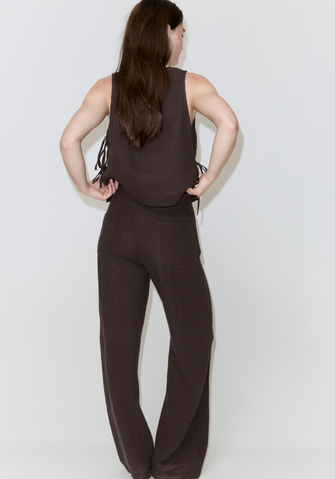 Balloon Cotton Trousers - Brown