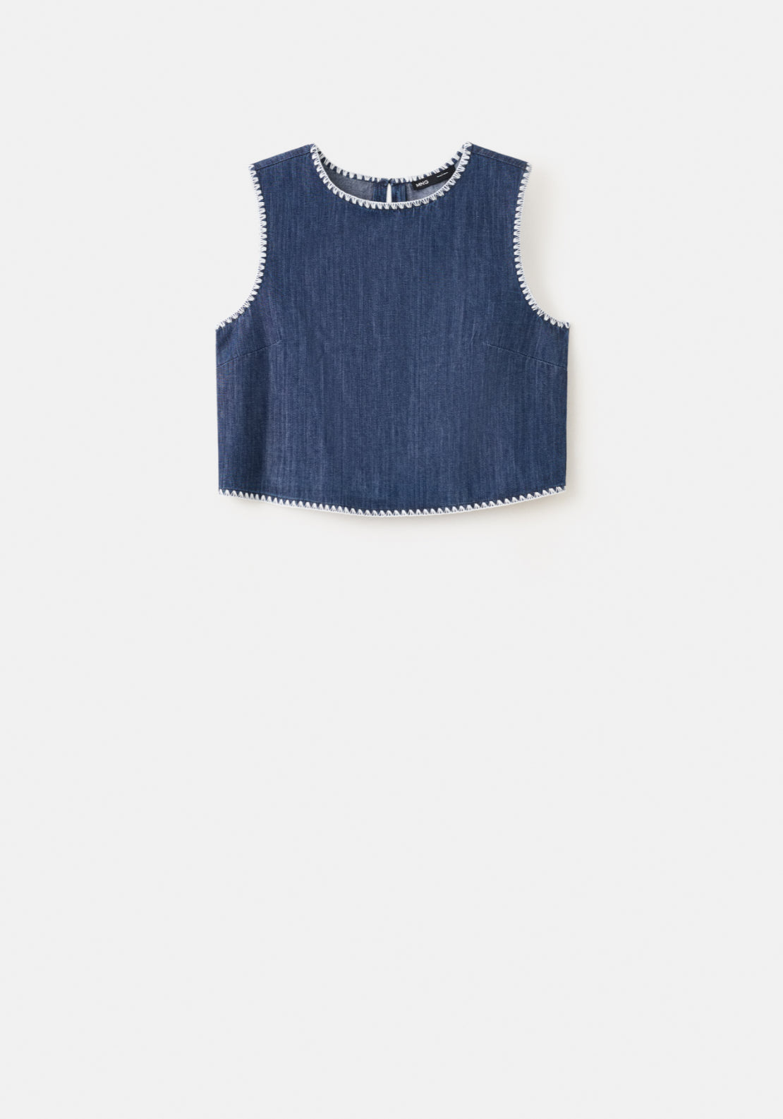 Contrast Trim Denim Top - Denim Blue