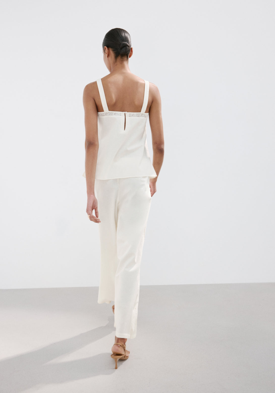 Embroidered Broderie Anglaise Top - Cream