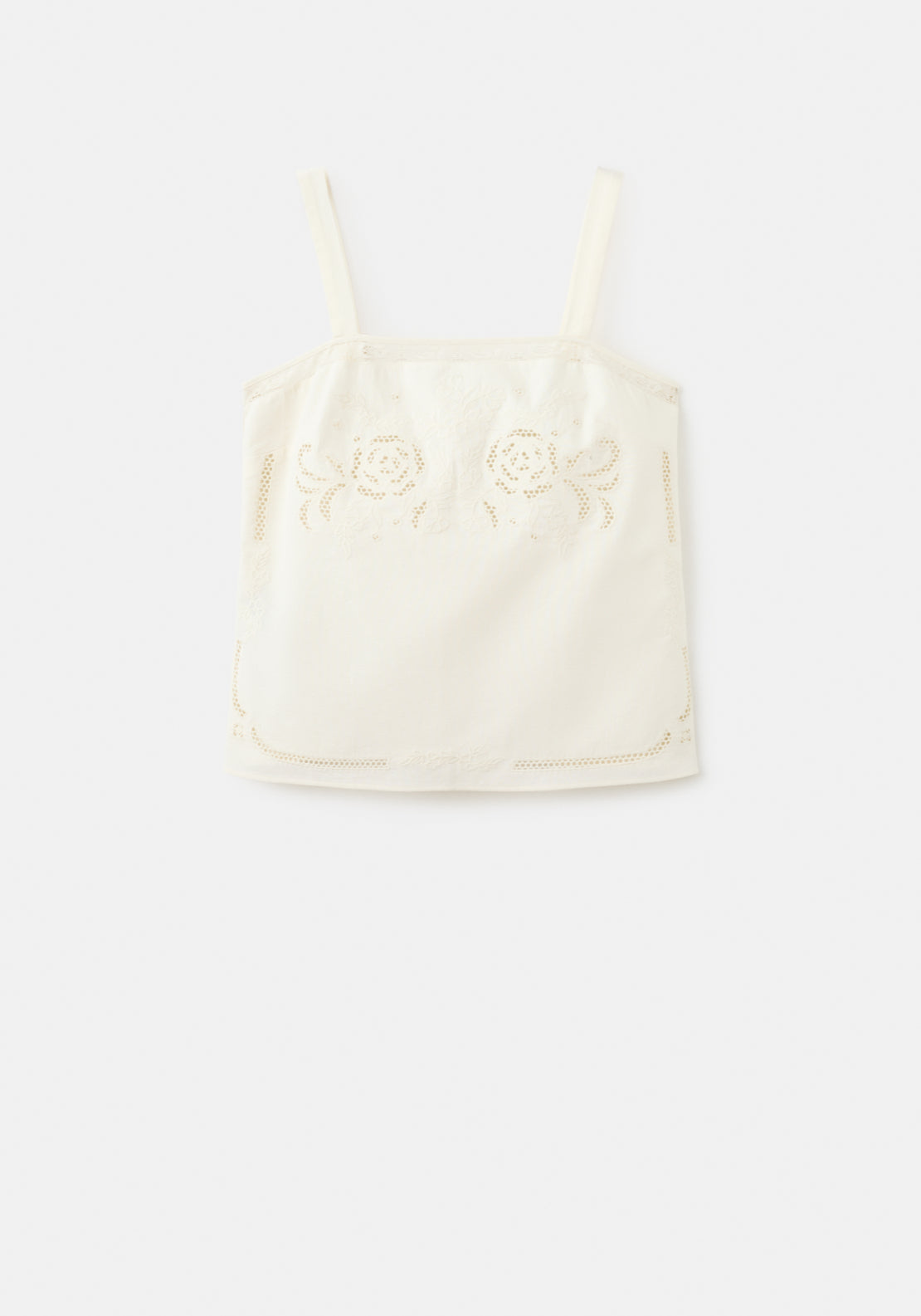 Embroidered Broderie Anglaise Top - Cream