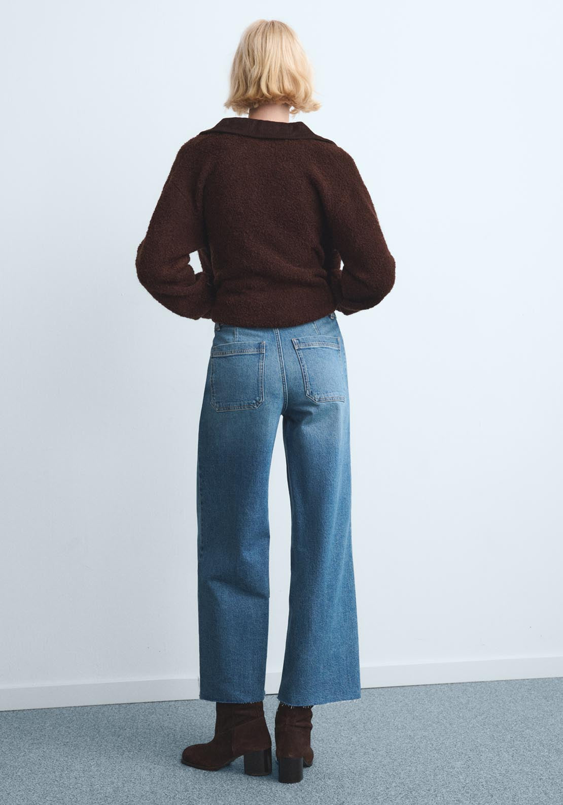 Mango Catherin High Rise Culotte Jeans - Open Blue 2 Shaws Department Stores