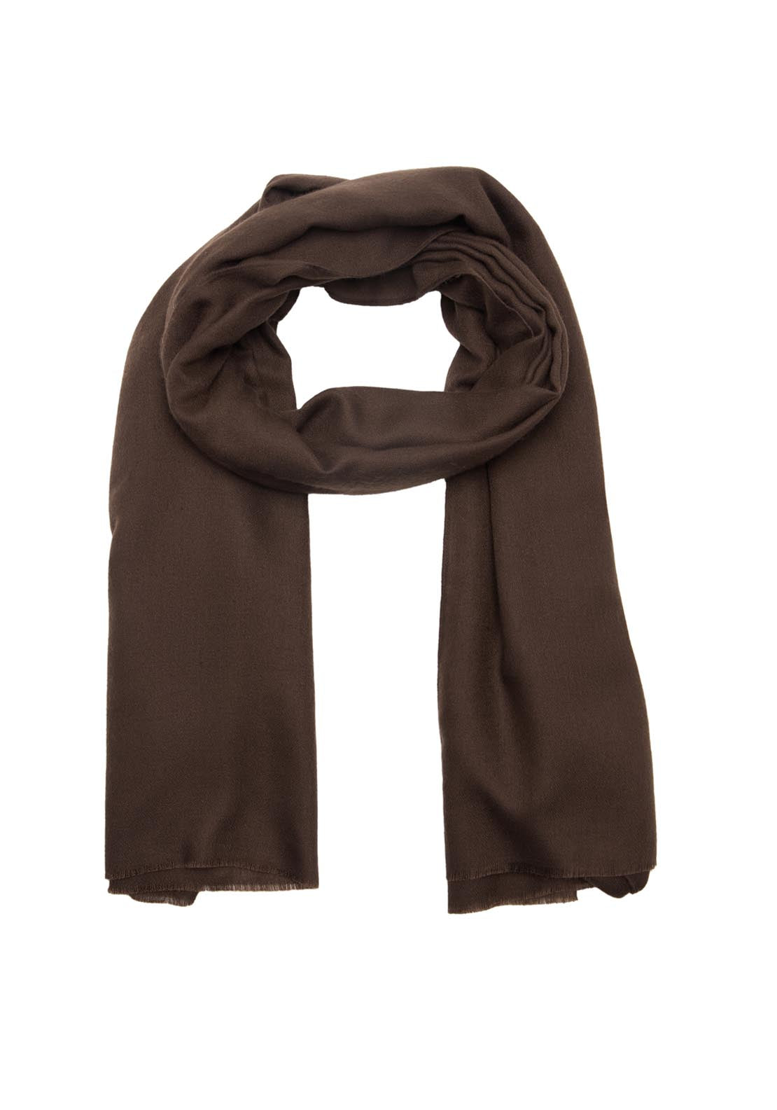 Mango Frayed Edge Scarf - Dark Brown 2 Shaws Department Stores