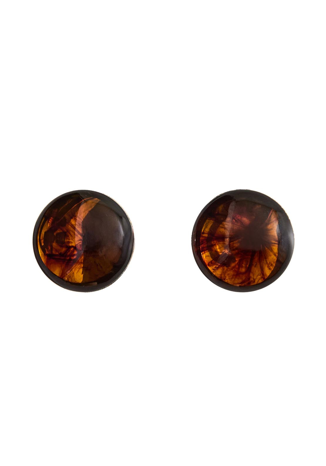 Round Resin Earrings - Brown