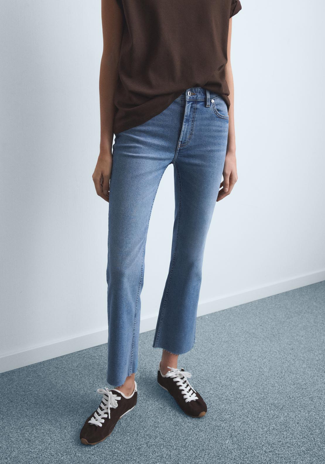 Mango Sienna Cropped Flared Jeans - Blue 1 Shaws Department Stores