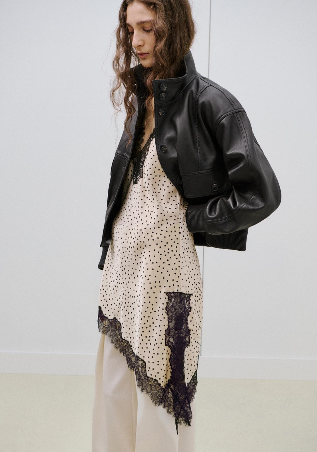 Polka Dots Lace Top - Cream