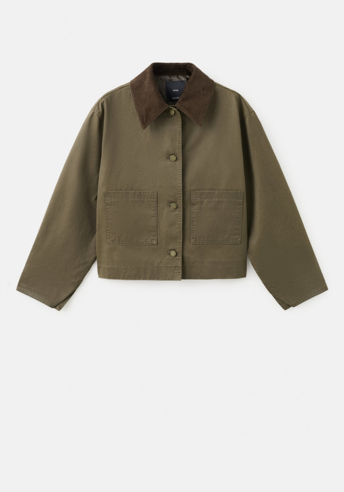 Denim Parka With Contrasting Collar - Green