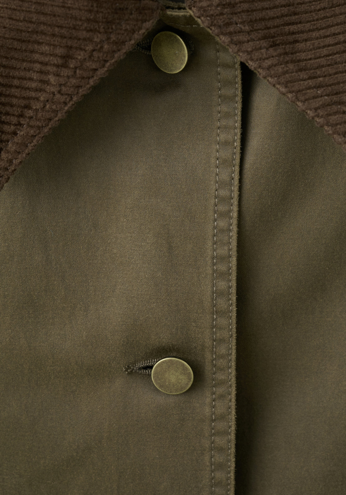 Denim Parka With Contrasting Collar - Green