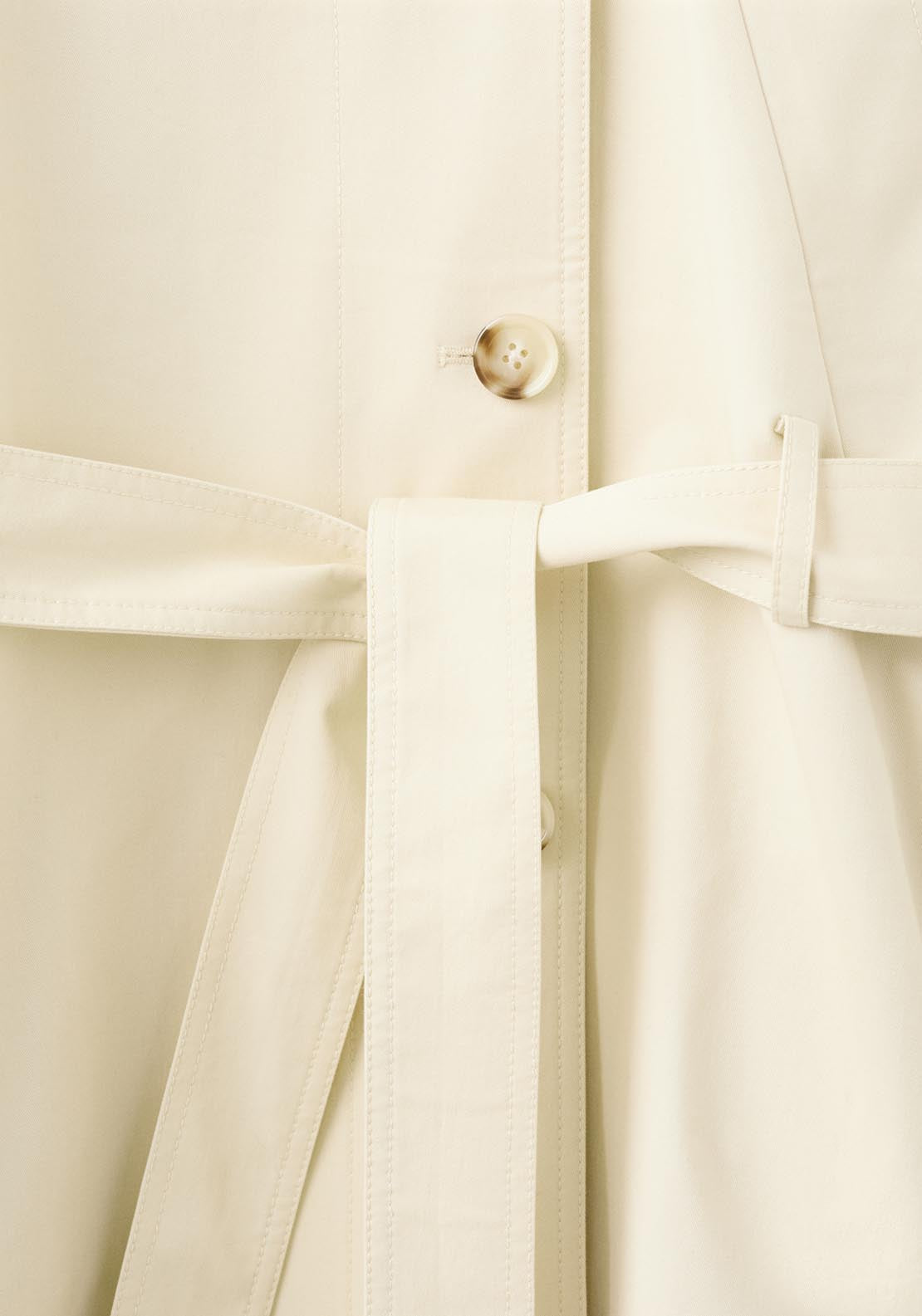 Funnel Neck Belted Trench Coat - Cream