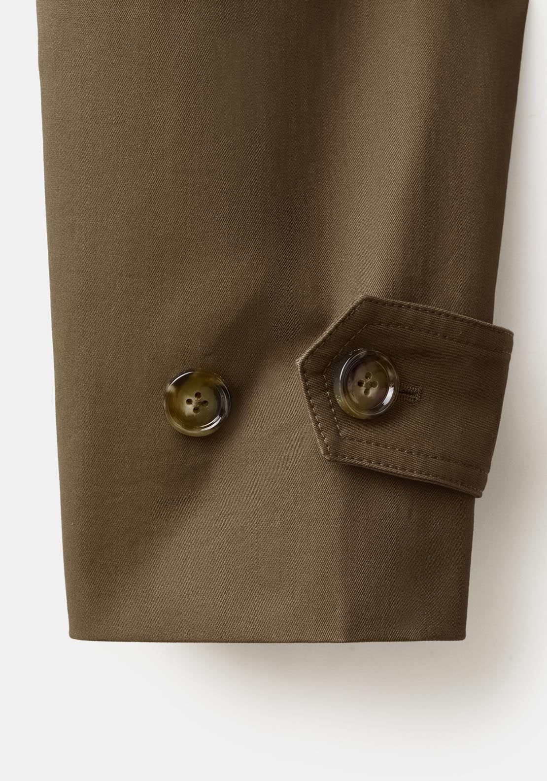 Funnel Neck Belted Trench Coat - Brown