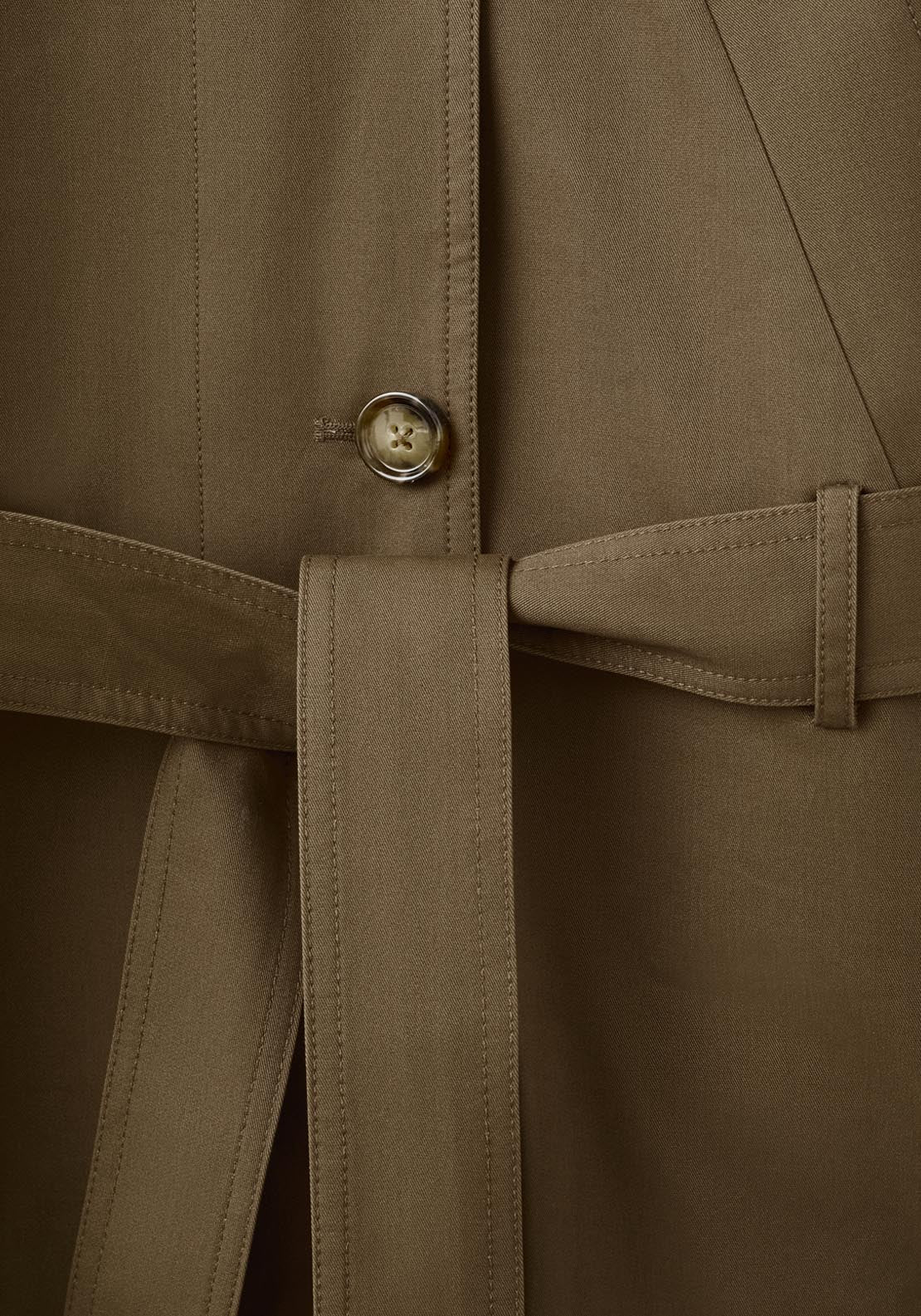 Funnel Neck Belted Trench Coat - Brown
