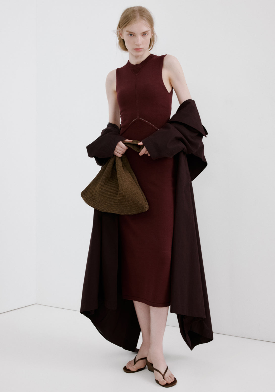 Knit Midi Dress - Burgundy