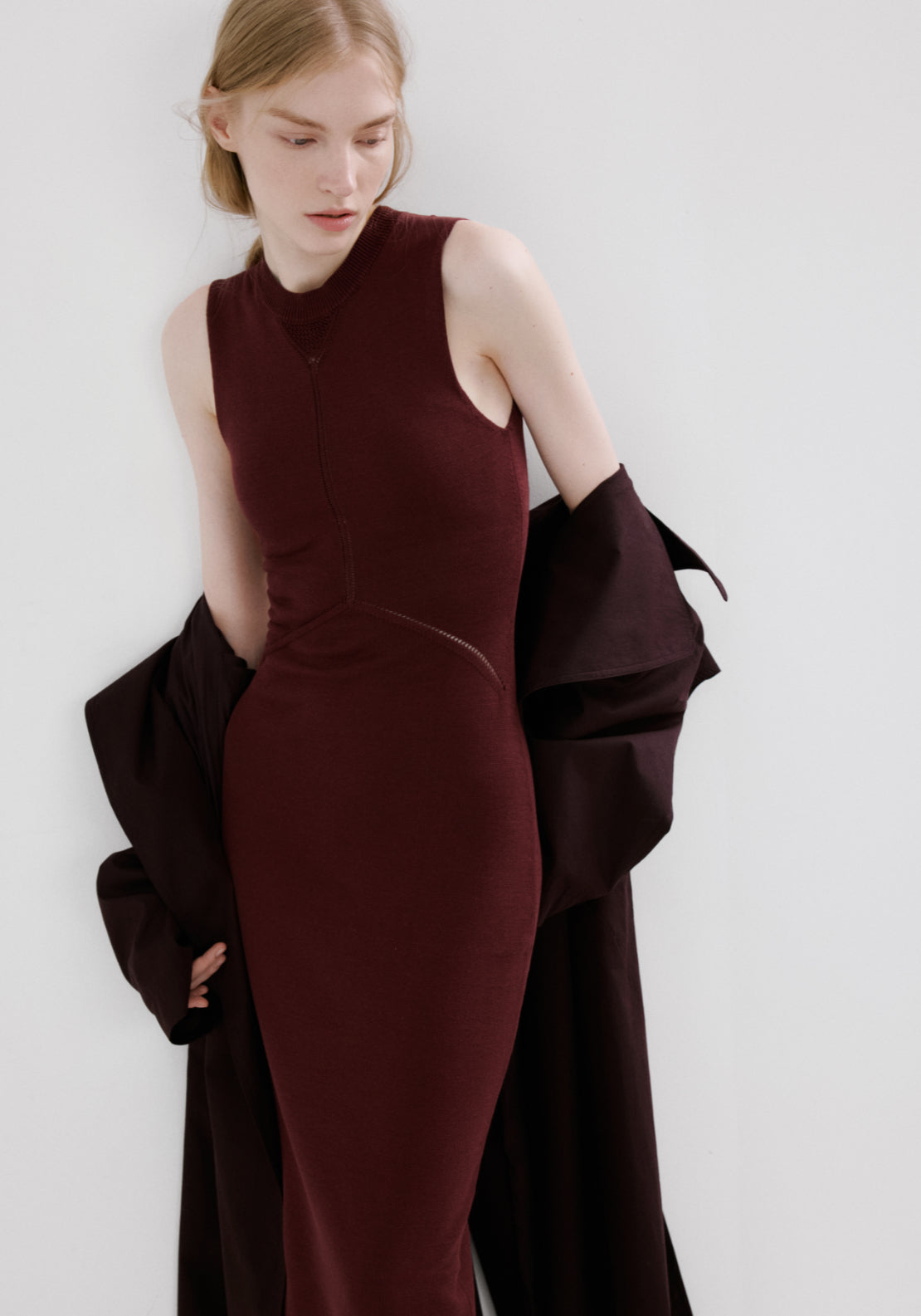 Knit Midi Dress - Burgundy