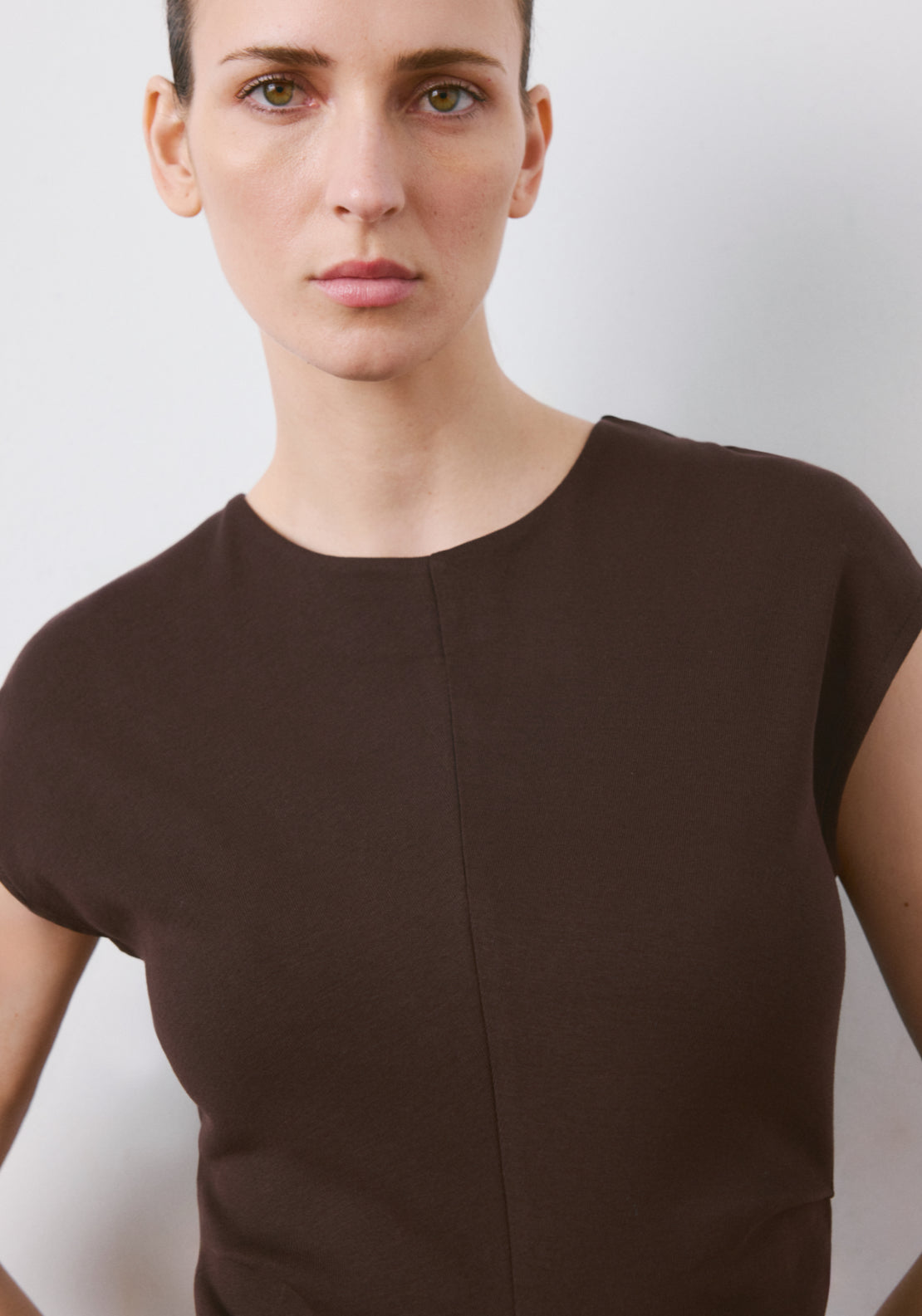 Midi Dress With Draped Detail - Brown