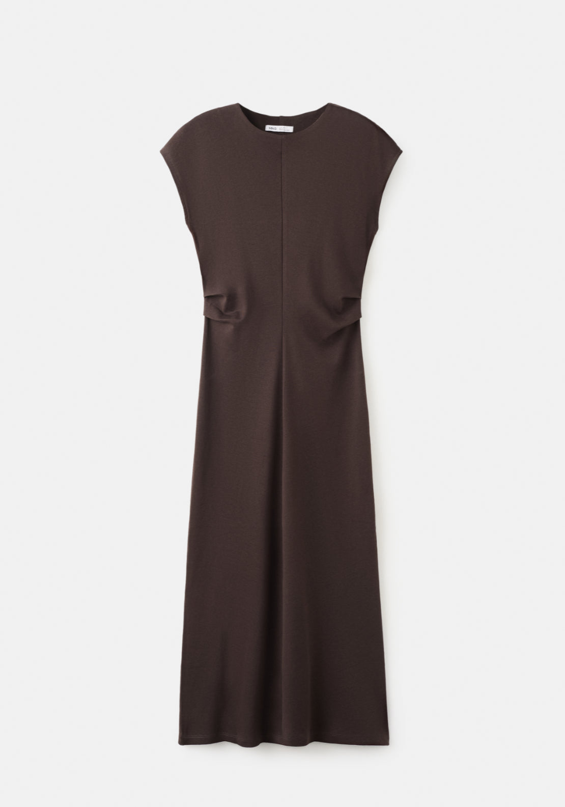 Midi Dress With Draped Detail - Brown