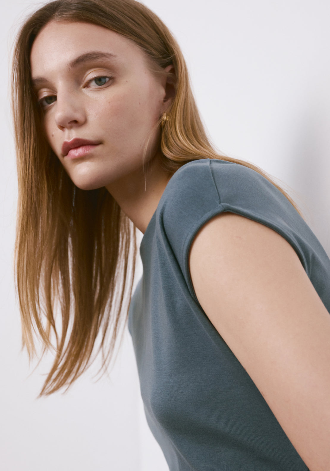 Midi Dress With Draped Detail - Blue