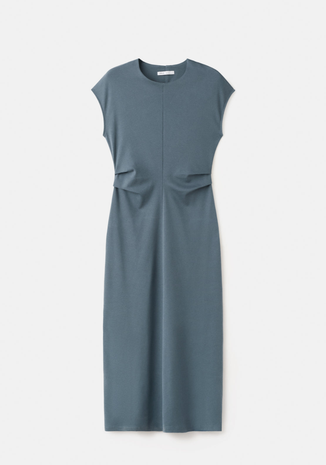 Midi Dress With Draped Detail - Blue