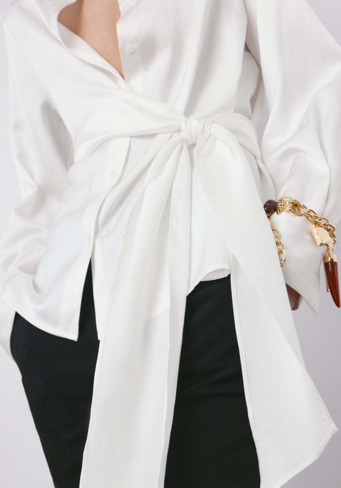 Side Knot Blouse - Cream
