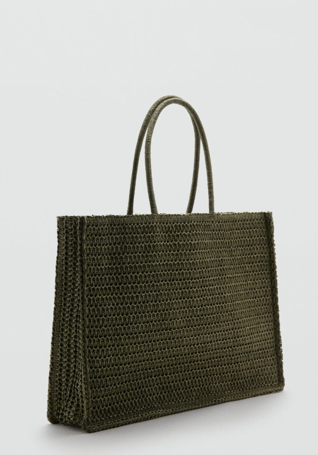 Mango Harper Natural Fibre Tote Bag - Brown 2 Shaws Department Stores