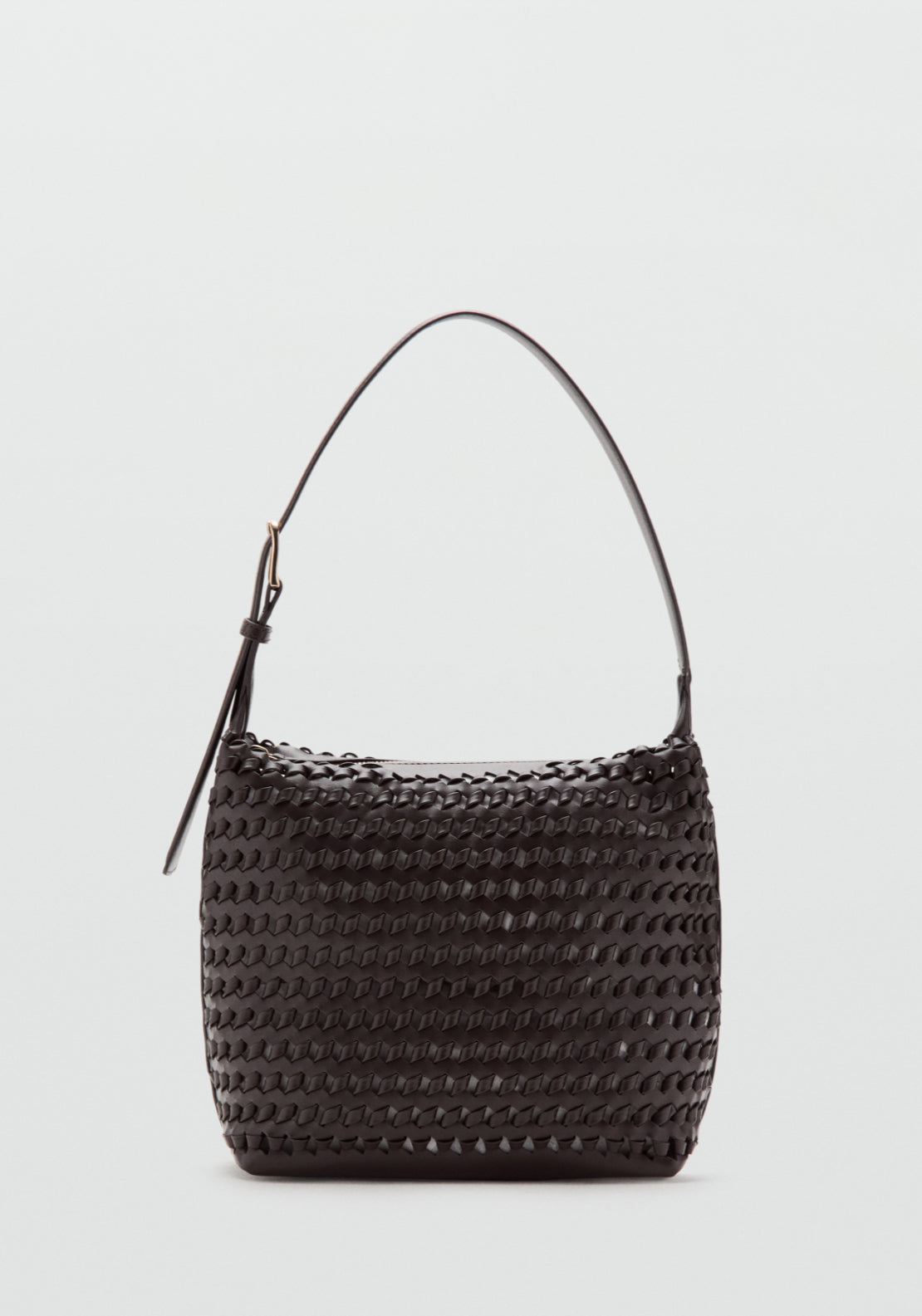 Braided Shoulder Bag - Brown