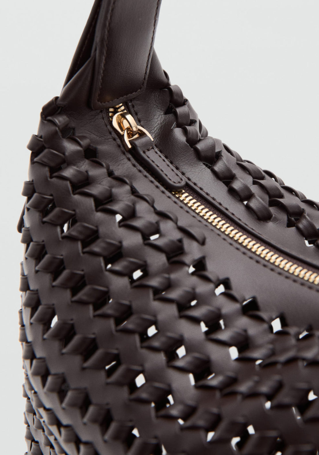 Braided Shoulder Bag - Brown