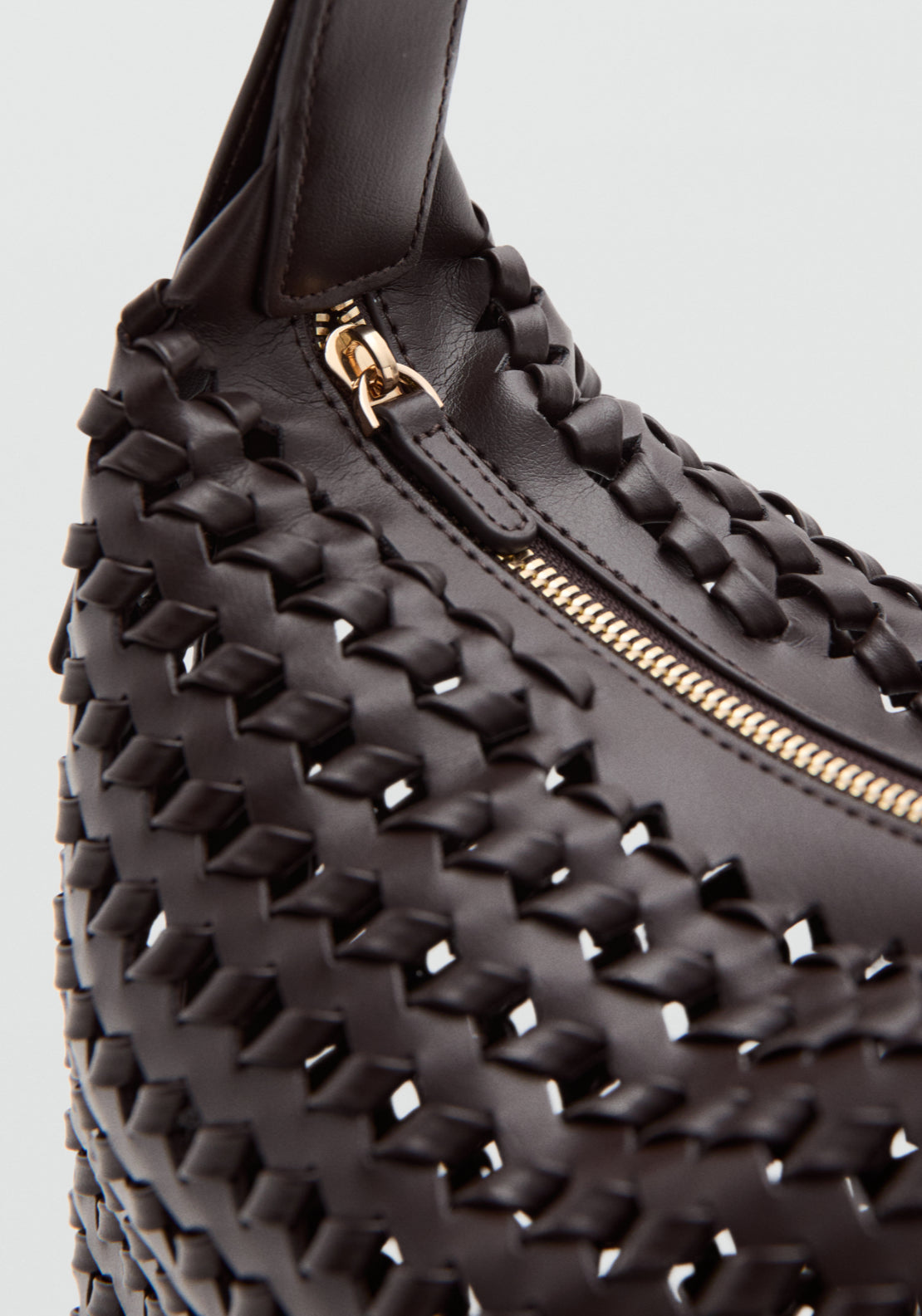 Braided Shoulder Bag - Brown