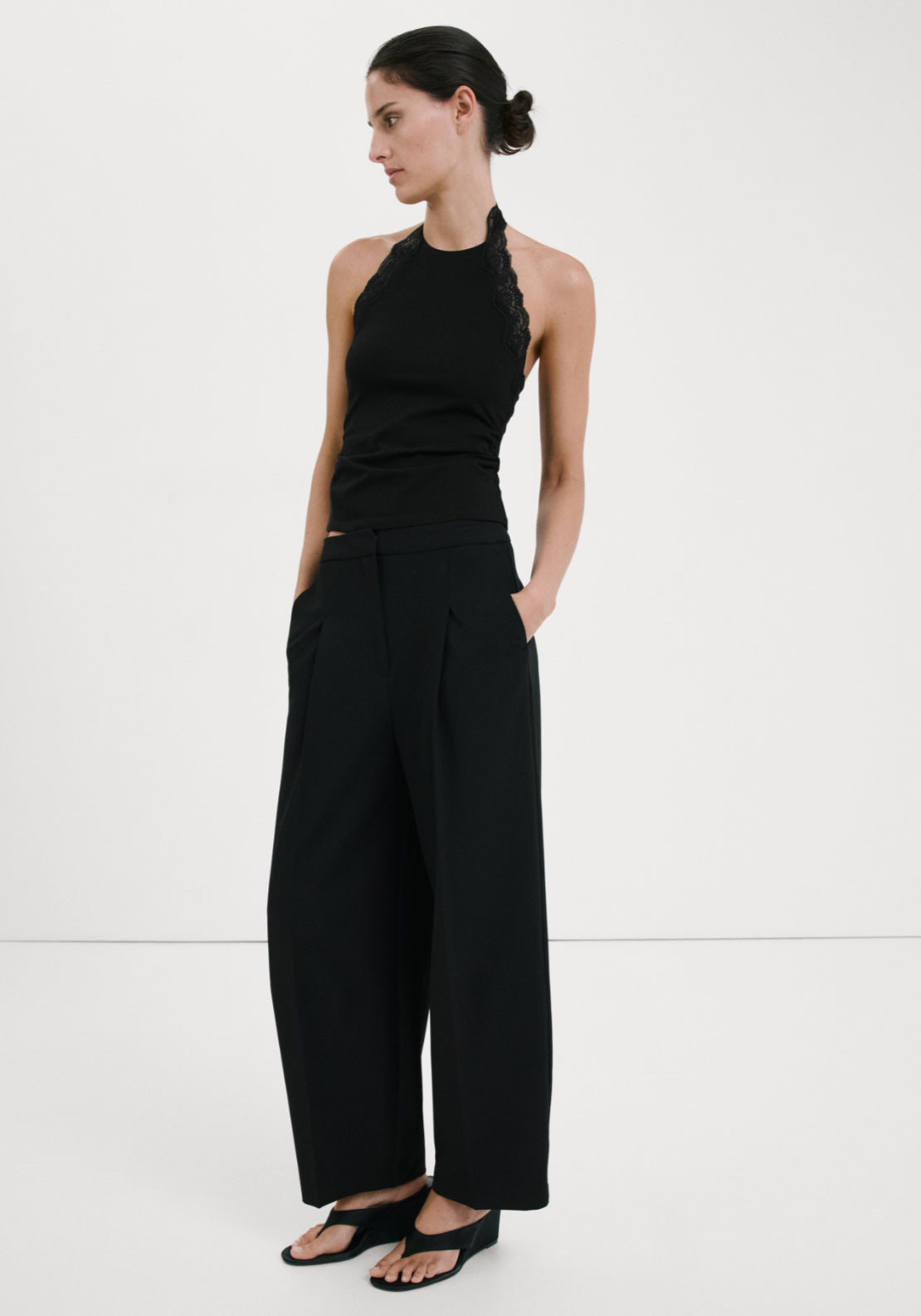 Lace Trim Top - Black
