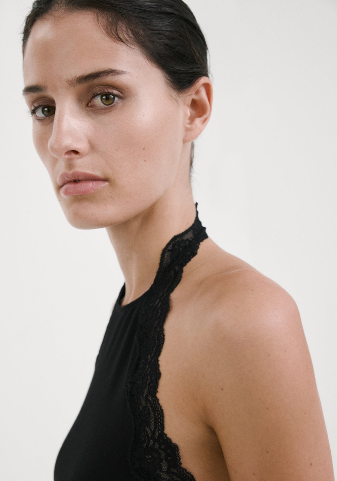 Lace Trim Top - Black