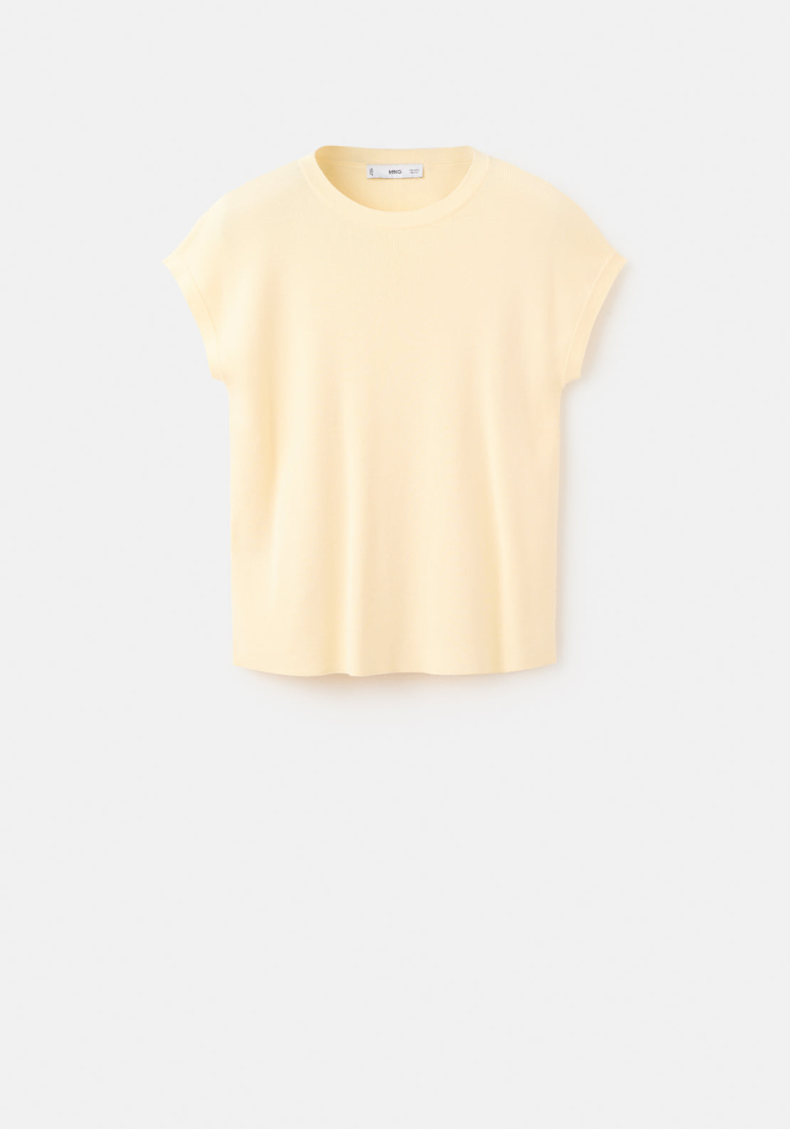 Short Sleeved Knitted Cotton Sweater - Yellow