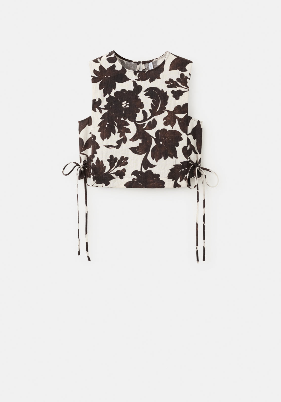 Floral Print Crop Top - Brown