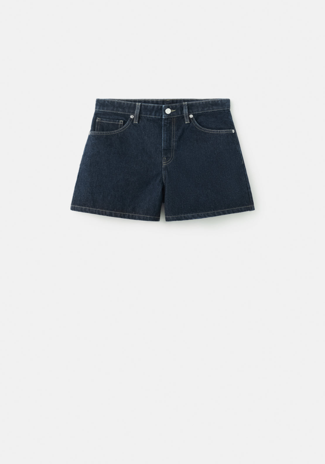 Straight Mid Rise Denim Shorts - Denim Blue